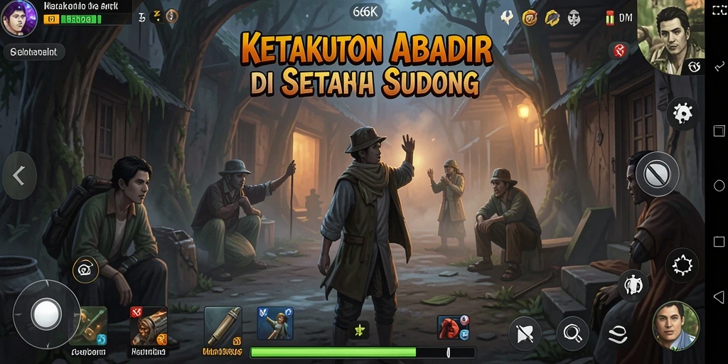 Screenshot gameplay 66K menampilkan momen menegangkan dalam suasana yang gelap.