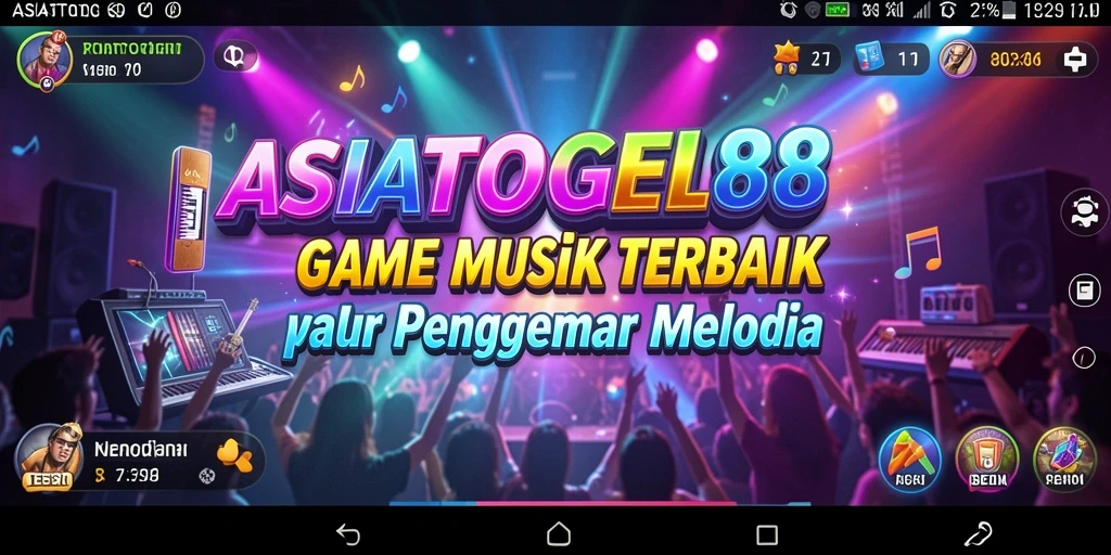 Screenshot utama ASIATOGEL88 menampilkan pemain yang menikmati gameplay musik.