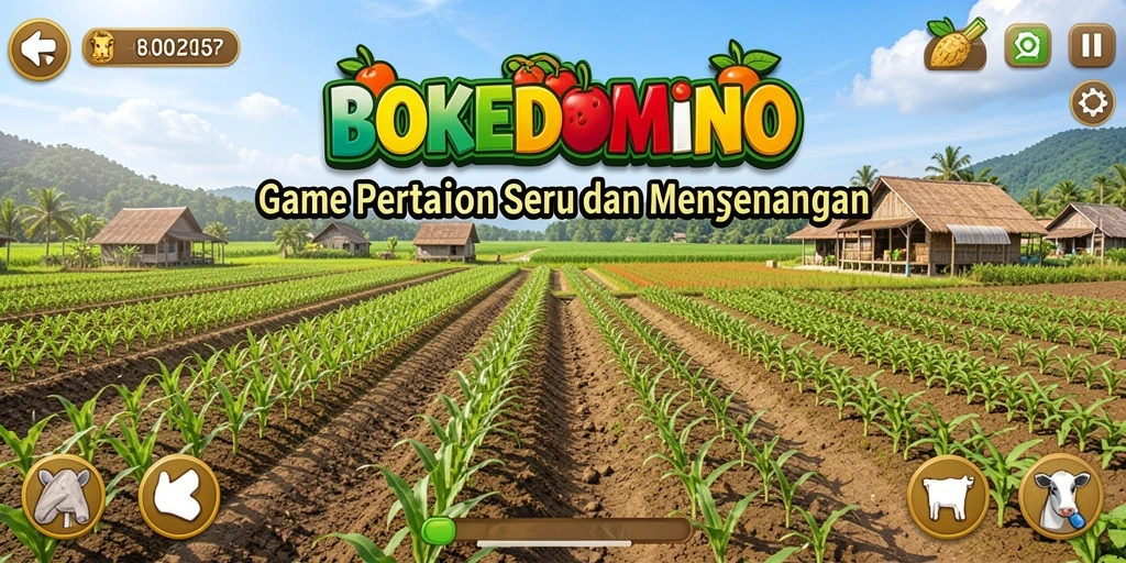 Tampilan gameplay BOKEDOMINO yang penuh warna dan menarik.