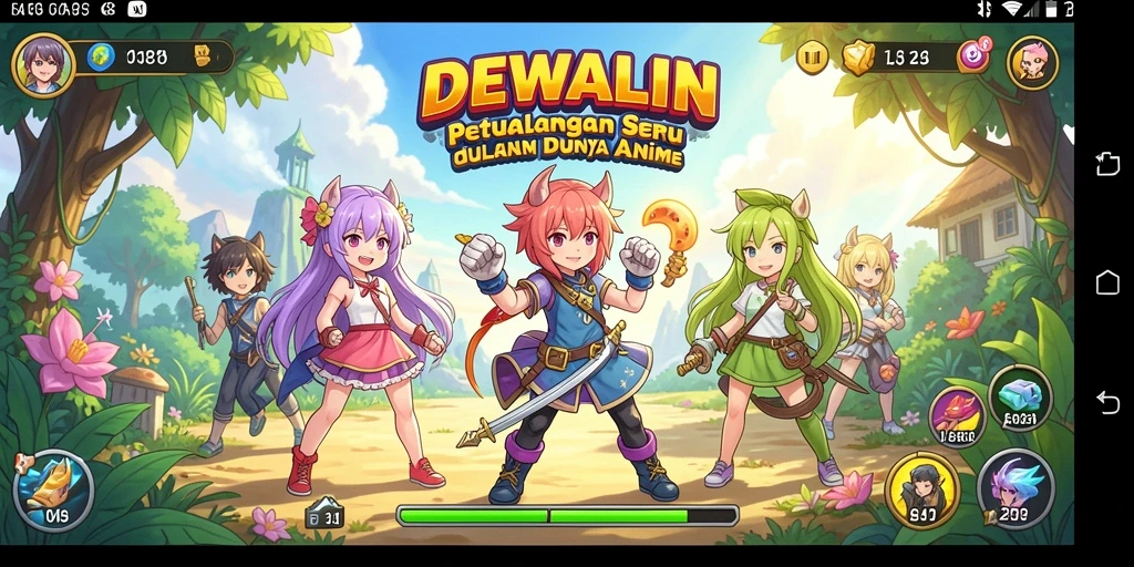 Menampilkan gameplay seru di dunia DEWALIN yang penuh warna.