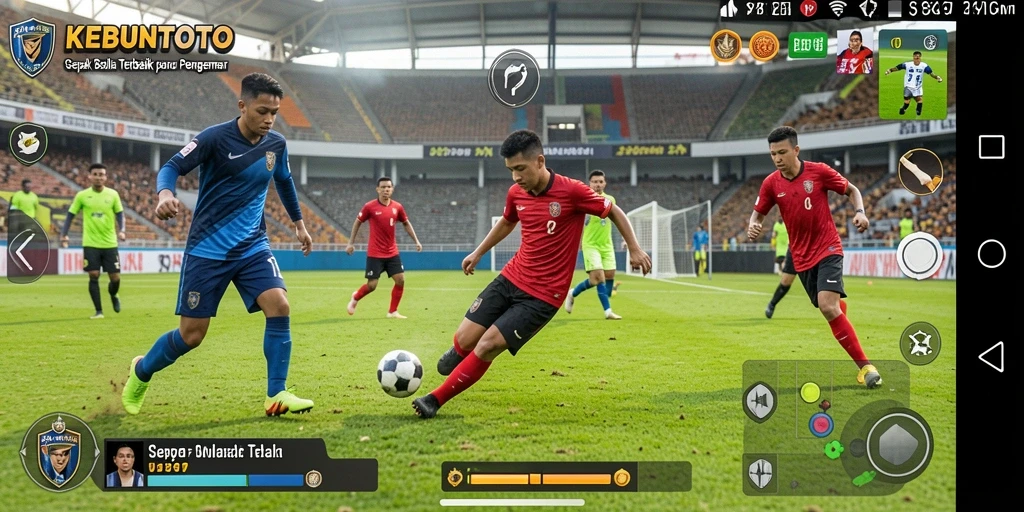 Screenshot KEBUNTOTO menampilkan momen seru di lapangan sepak bola.