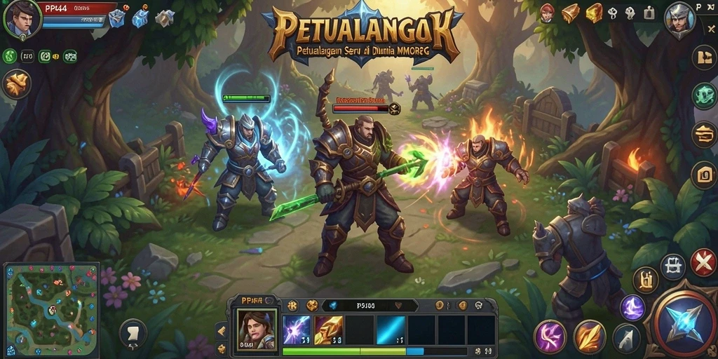 Tangkapan layar utama PP444 menunjukkan petualangan epik dalam gameplay MMORPG.