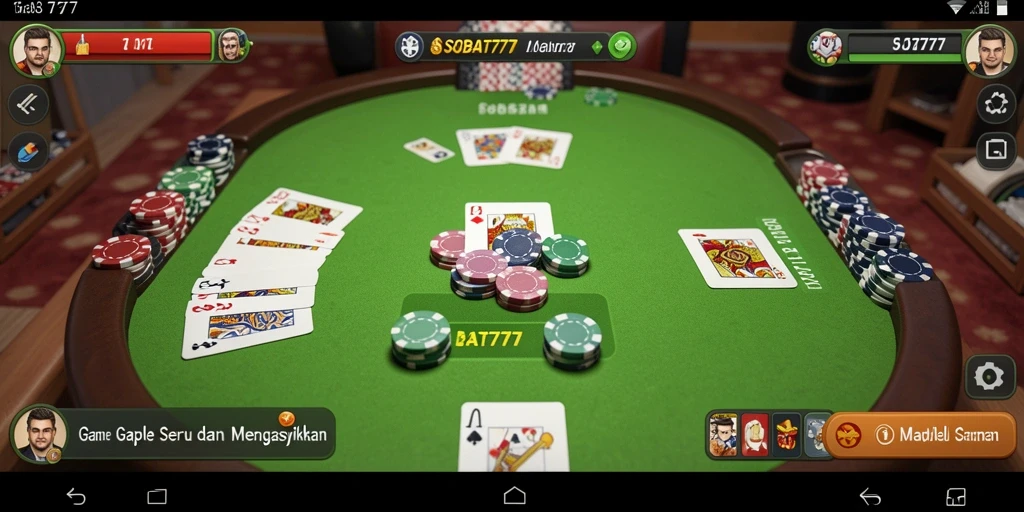 Tampilan gameplay SOBAT777 dengan pemain bersaing dalam Gaple.